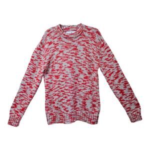 NN07 No Nationality Women L Eagan Sweater Orange Beige Alpaca Wool Blend 42"